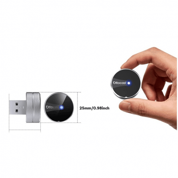 Ασύρματος προσαρμογέας αυτοκινήτου / Android Auto Ottocast Mini Slim Tube για Apple iPhone / Σειρά Android, Ασημί CP88-T4 4