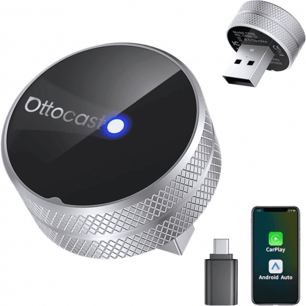 Ασύρματος προσαρμογέας αυτοκινήτου / Android Auto Ottocast Mini Slim Tube για Apple iPhone / Σειρά Android, Ασημί CP88-T4 3