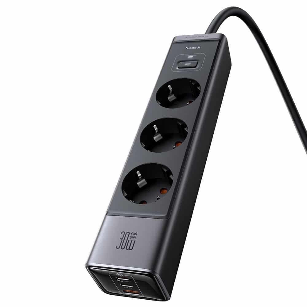 Mcdodo CH-0620 Καλώδιο Επέκτασης 6 Σε 1 Super Cube Series, Σούκο, 2x Type-C, USB-A, 30W, Τεχνολογία GaN, Μαύρο 4