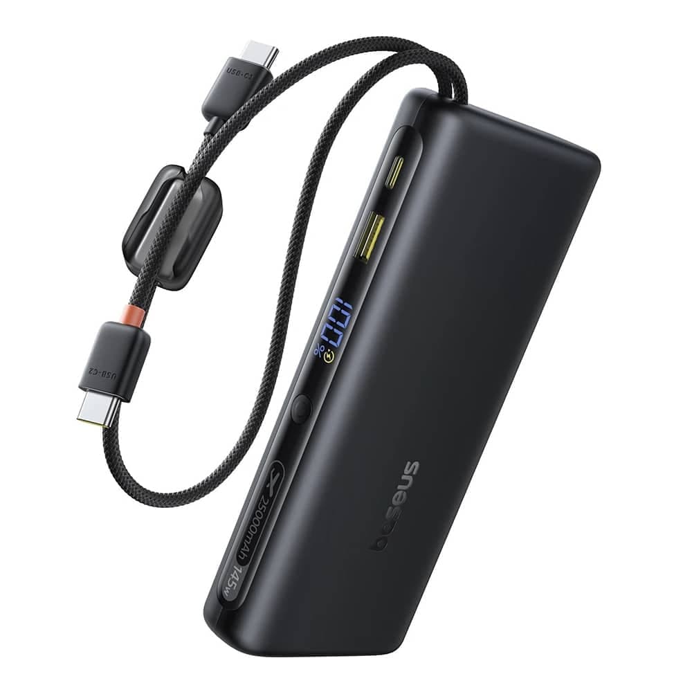 Baseus - Φορτιστής EnerFill FC41 (E0028H03) - Γρήγορη φόρτιση, Ψηφιακή οθόνη, 145W, 25000mAh - Cosmic Black