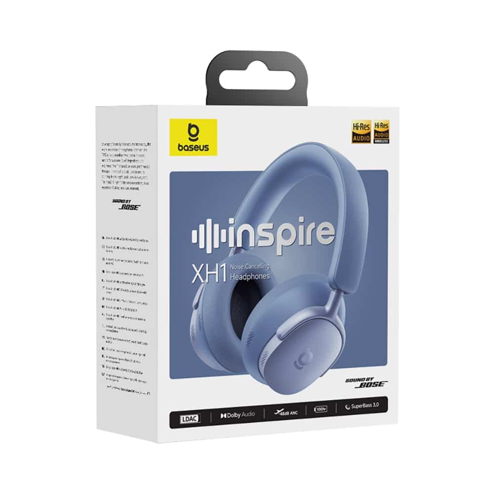 Baseus - Ασύρματα ακουστικά Inspire XH1 (A0203601) - Ήχος από Bose, BT 6.1, Dolby, ANC, Hi-Res, LDAC, 800mAh - Μπλε του λυκόφωτος 7
