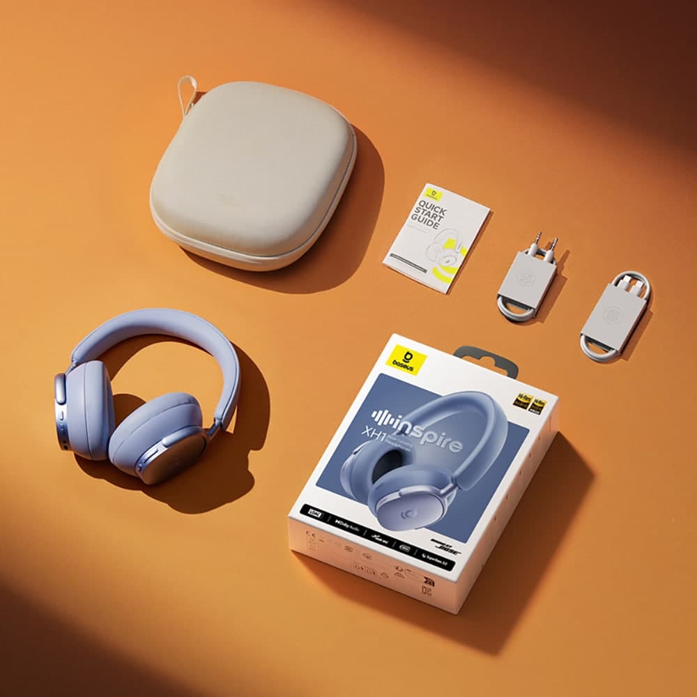 Baseus - Ασύρματα ακουστικά Inspire XH1 (A0203601) - Ήχος από Bose, BT 6.1, Dolby, ANC, Hi-Res, LDAC, 800mAh - Μπλε του λυκόφωτος 6