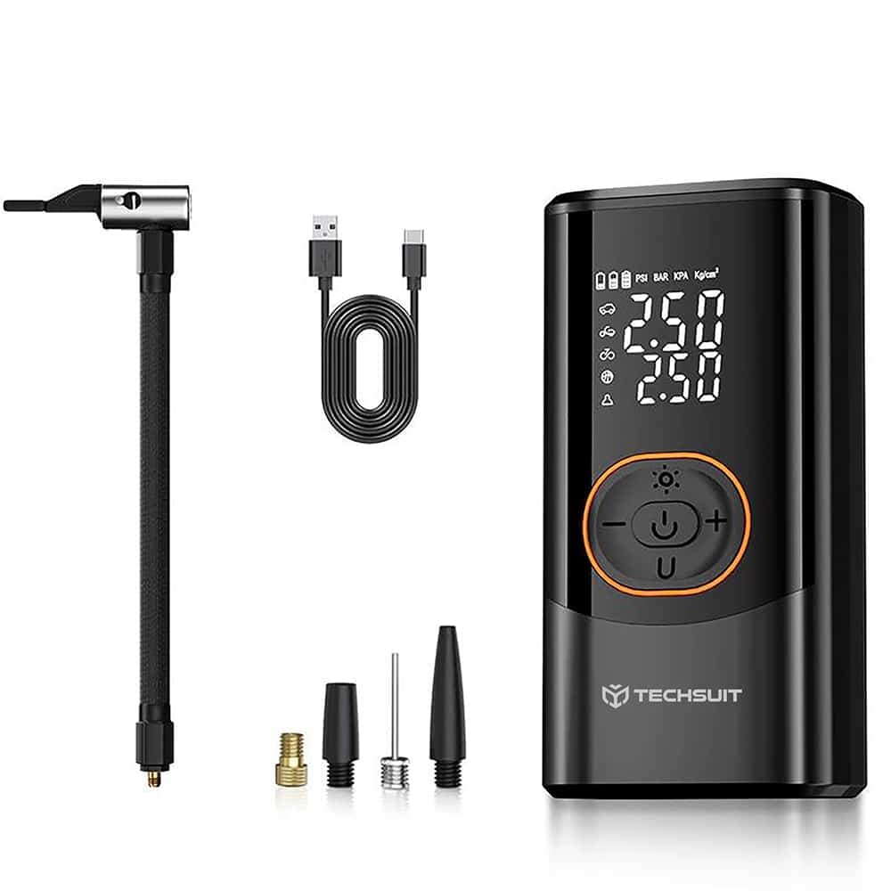 Techsuit AirXpert Pro Συμπιεστής Αυτοκινήτου, Ασύρματος με Φακό, Οθόνη LED, 1500mAh, Μαύρος