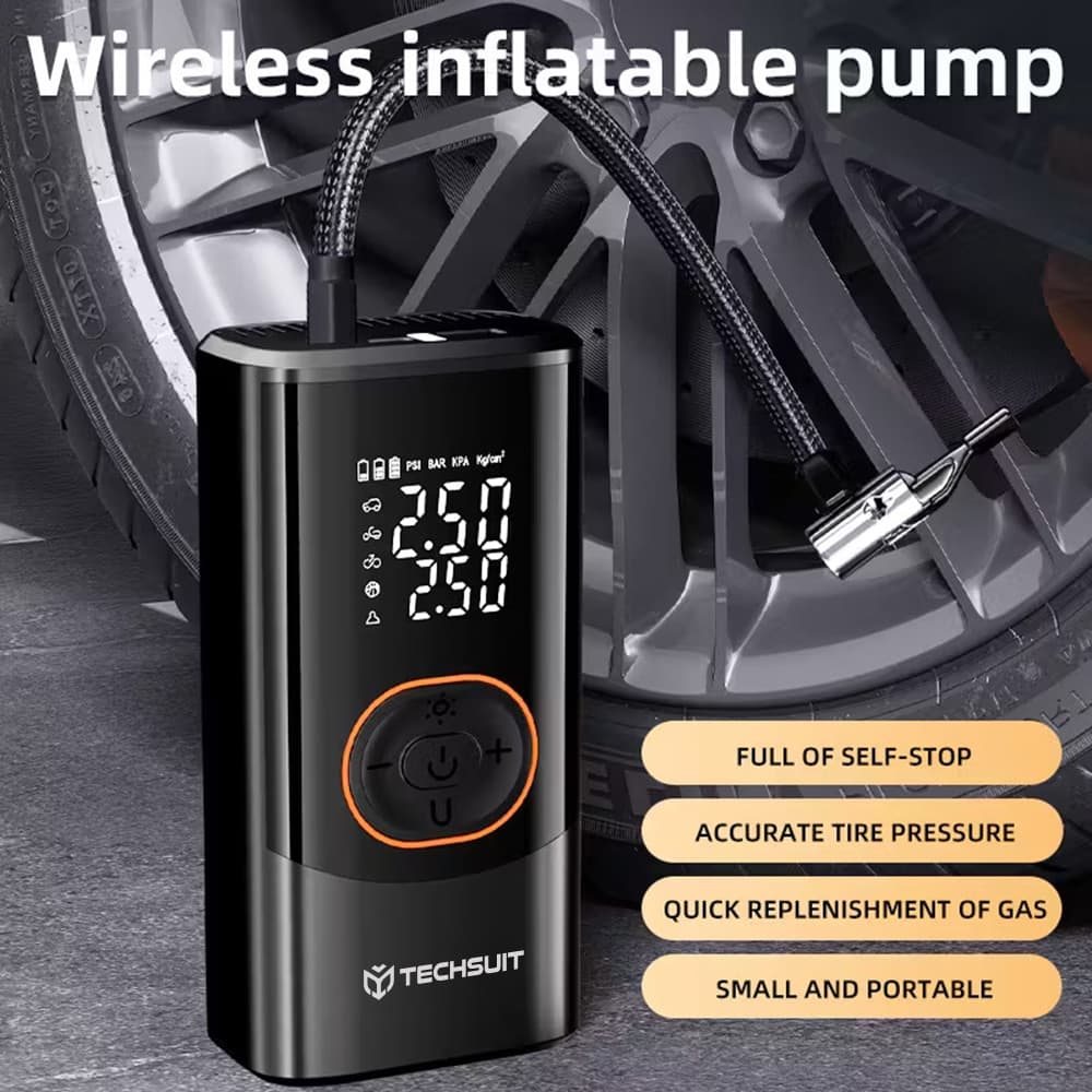 Techsuit AirXpert Pro Συμπιεστής Αυτοκινήτου, Ασύρματος με Φακό, Οθόνη LED, 1500mAh, Μαύρος 2