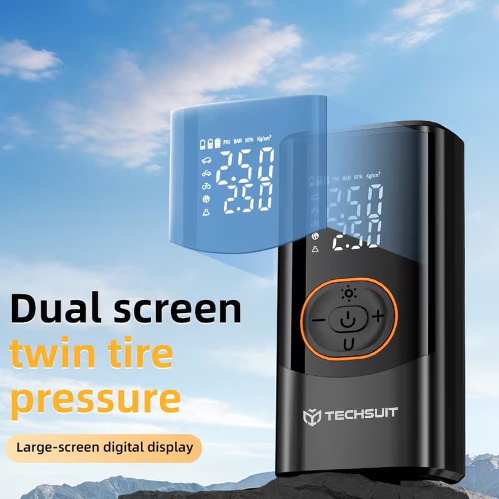 Techsuit AirXpert Pro Συμπιεστής Αυτοκινήτου, Ασύρματος με Φακό, Οθόνη LED, 1500mAh, Μαύρος 6
