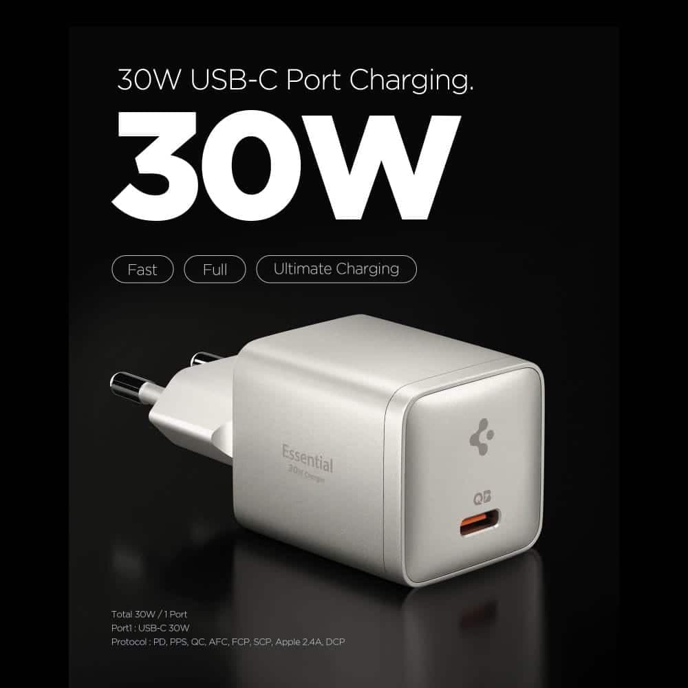 SPIGEN EE301EU ΒΑΣΙΚΟΣ ΦΟΡΤΙΣΤΗΣ ΔΙΚΤΥΟΥ 1 ΘΥΡΑΣ 30W ΦΥΣΙΚΟ ΤΙΤΑΝΙΟ 2