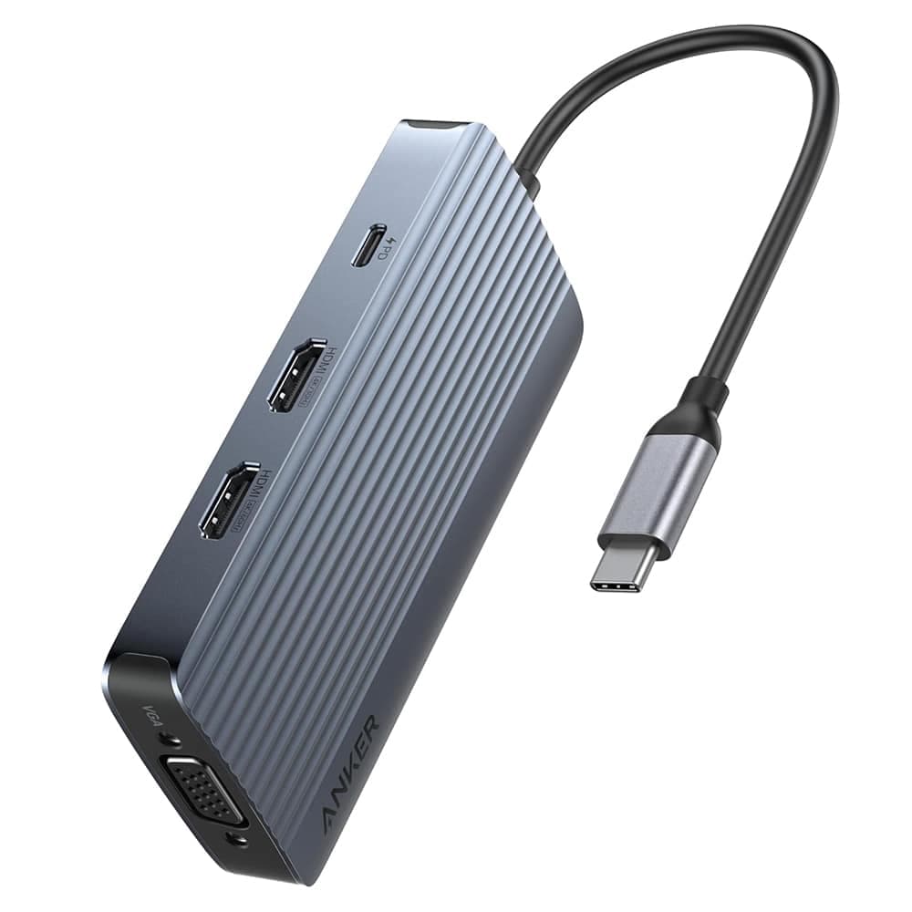 Usb-C Hub Anker, 3 X Usb-A 3.0 - 2 X Usb-C - 2 X Hdmi - 1 X Vga, Grey A83790a2