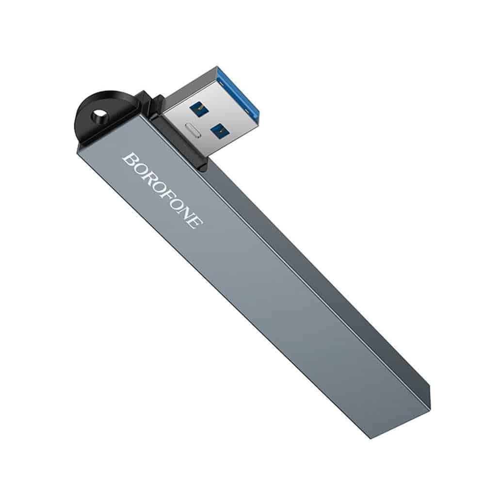 Borofone FH1 Hub 4in1, USB σε 3x USB 2.0, 1x USB 3.0, Κράμα Αλουμινίου, Plug & Play, Έως 5Gbps, Μεταλλικό Γκρι 4