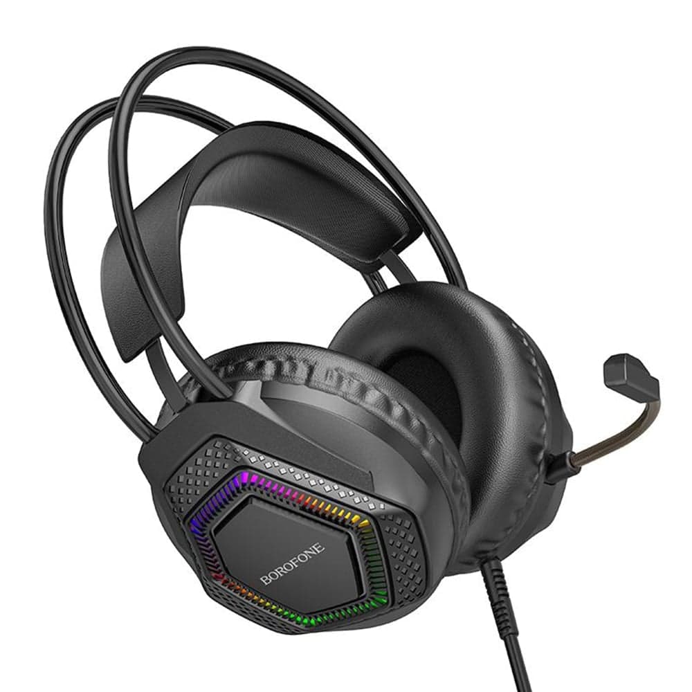 Borofone BO105 Ενσύρματα Ακουστικά Παιχνιδιών Thunder Over-Ear, Οδηγοί 50mm, Μικρόφωνο, USB + 3.5mm, Φωτισμός LED, Μαύρο 3