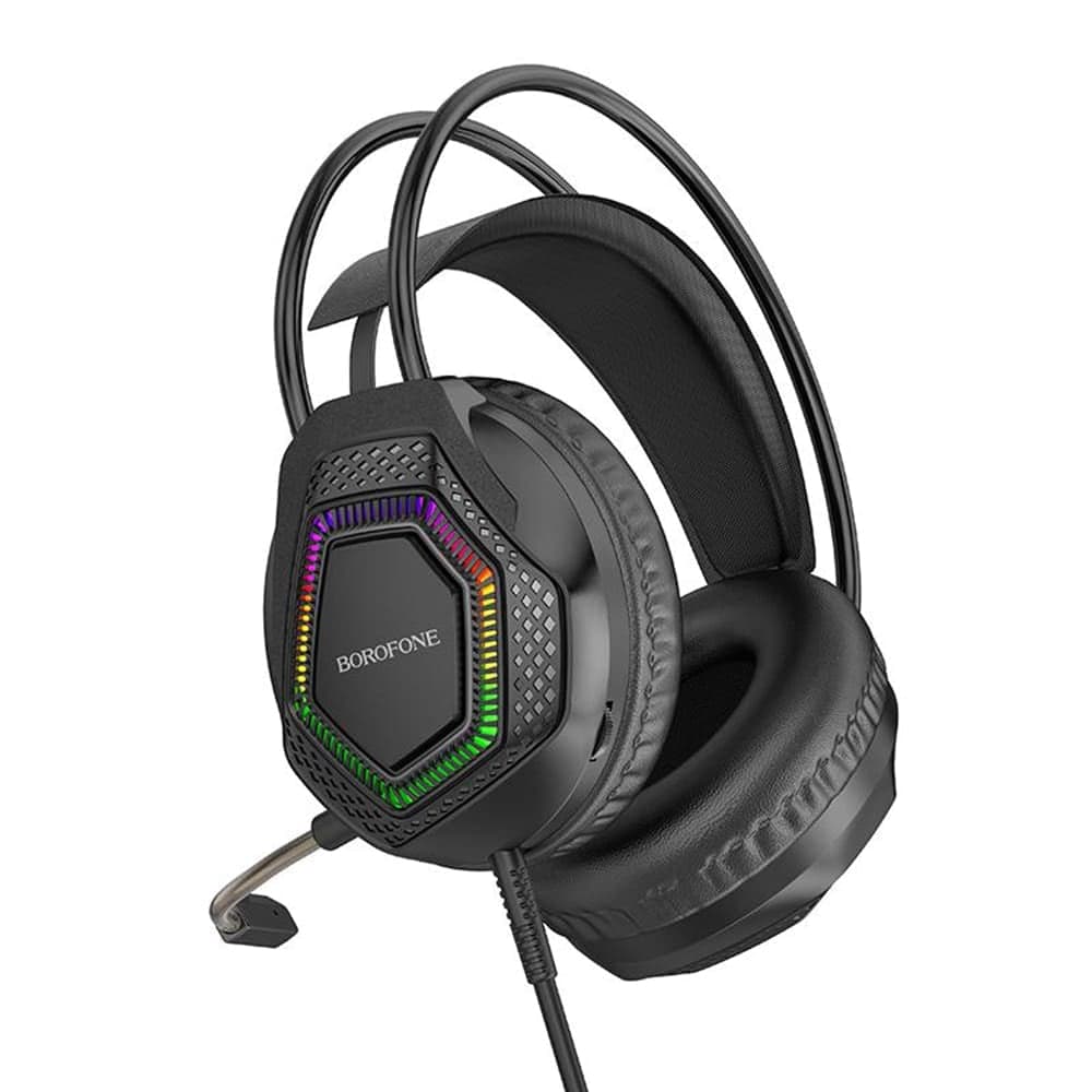Borofone BO105 Ενσύρματα Ακουστικά Παιχνιδιών Thunder Over-Ear, Οδηγοί 50mm, Μικρόφωνο, USB + 3.5mm, Φωτισμός LED, Μαύρο 2