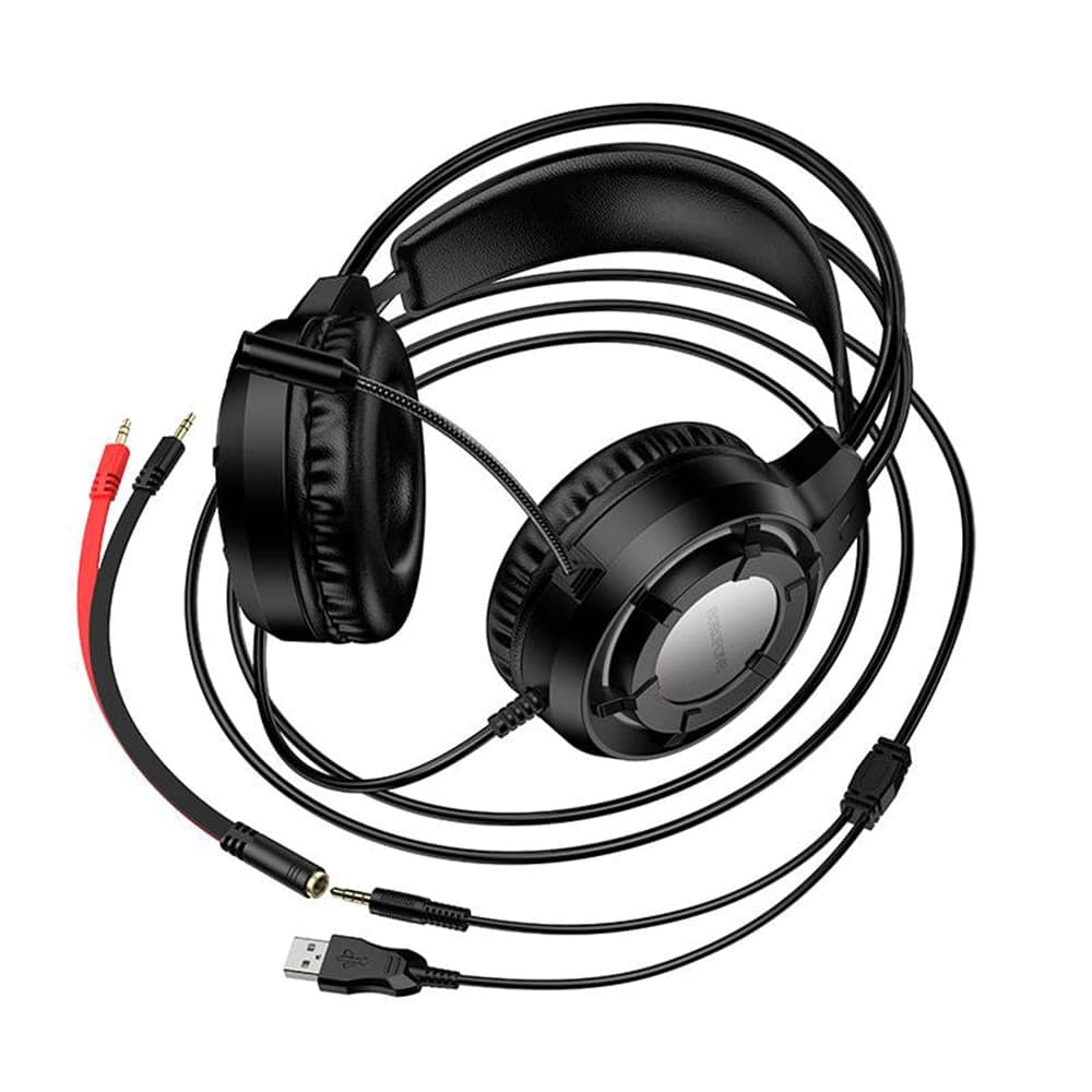 Borofone BO112 Ενσύρματα Ακουστικά Gaming Over-Ear, 50mm Οδηγοί, Μικρόφωνο, USB + 3.5mm, Φωτισμός LED, Μαύρο 5