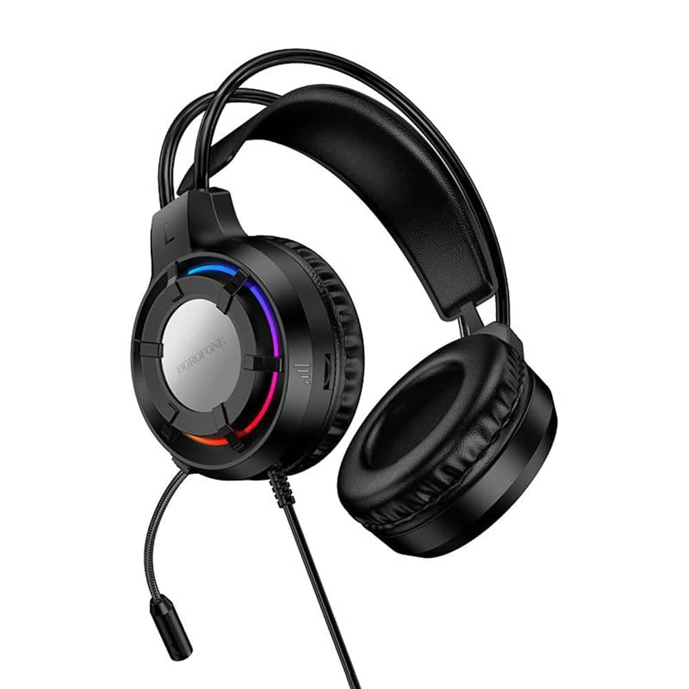 Borofone BO112 Ενσύρματα Ακουστικά Gaming Over-Ear, 50mm Οδηγοί, Μικρόφωνο, USB + 3.5mm, Φωτισμός LED, Μαύρο 3