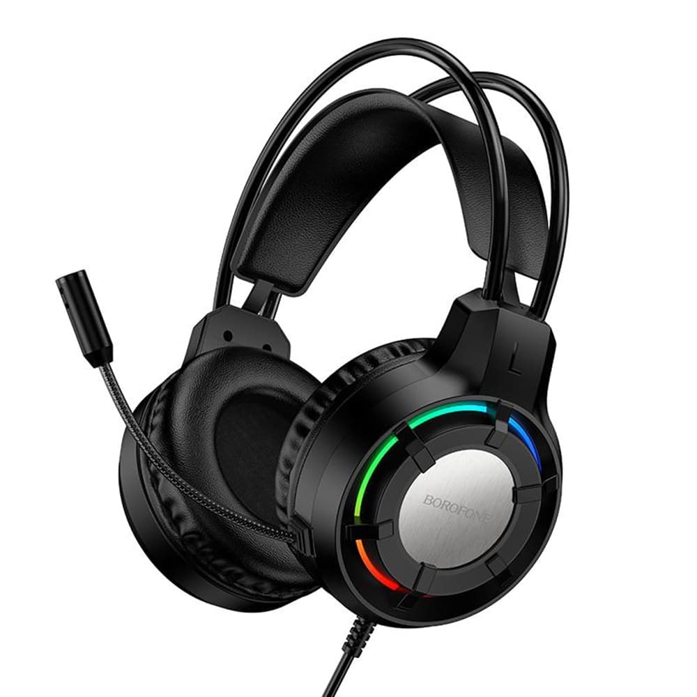 Borofone BO112 Ενσύρματα Ακουστικά Gaming Over-Ear, 50mm Οδηγοί, Μικρόφωνο, USB + 3.5mm, Φωτισμός LED, Μαύρο