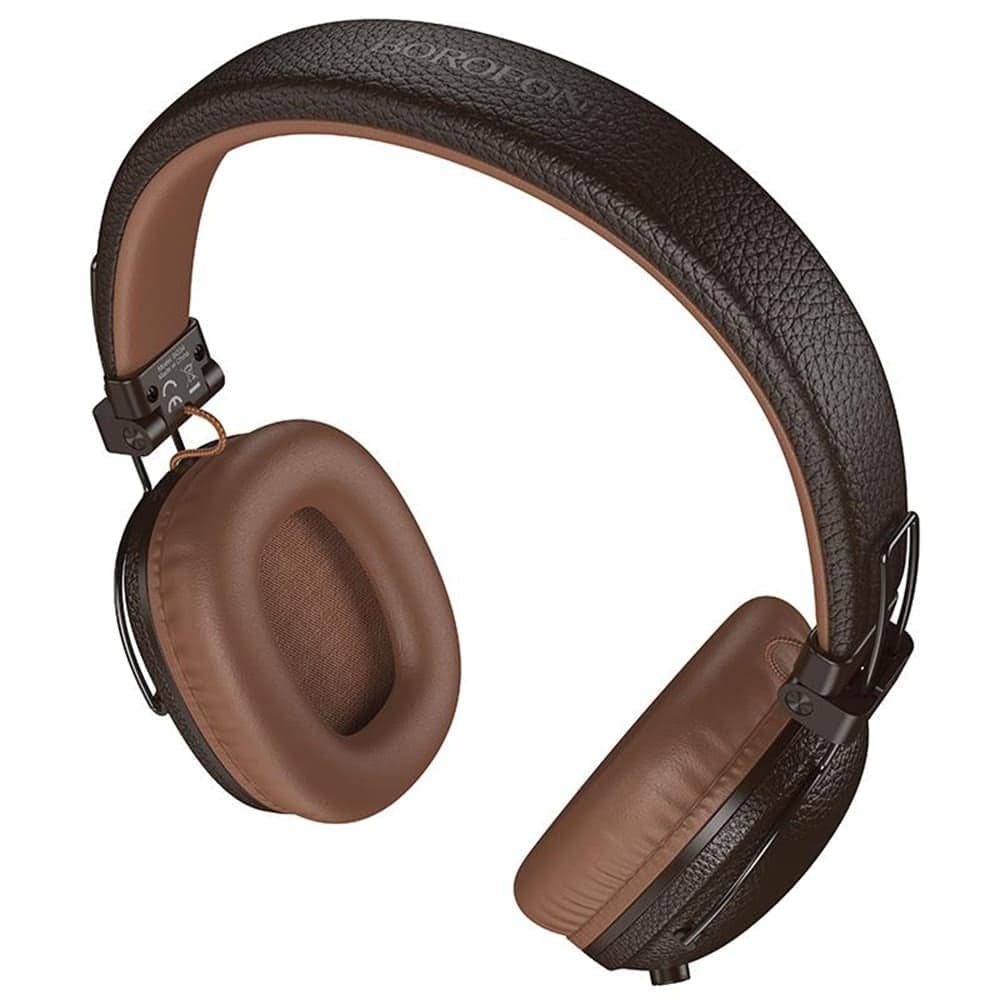 Borofone BO34 Ασύρματα Ακουστικά, Bluetooth V5.4, 32 Ώρες Αναπαραγωγής, Γρήγορη Φόρτιση, Δέρμα PU, Καφέ 2