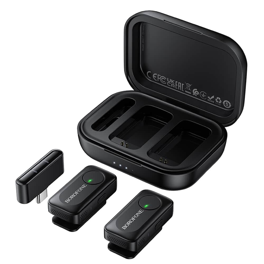 Borofone BFK17 Ασύρματο Μικρόφωνο Πέτου, USB-C, Θήκη Φόρτισης, Ακύρωση Θορύβου, Πανκατευθυντικό, Μαύρο