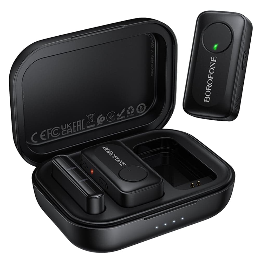 Borofone BFK17 Ασύρματο Μικρόφωνο Πέτου, USB-C, Θήκη Φόρτισης, Ακύρωση Θορύβου, Πανκατευθυντικό, Μαύρο 2