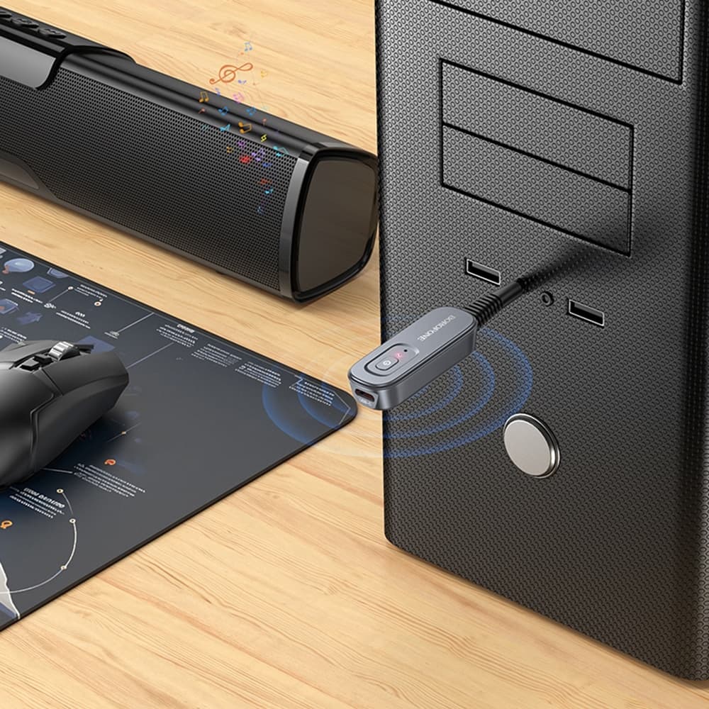 Borofone BC51 Δέκτης και Πομπός Ήχου Bluetooth AUX, Μεταλλικό Γκρι 5