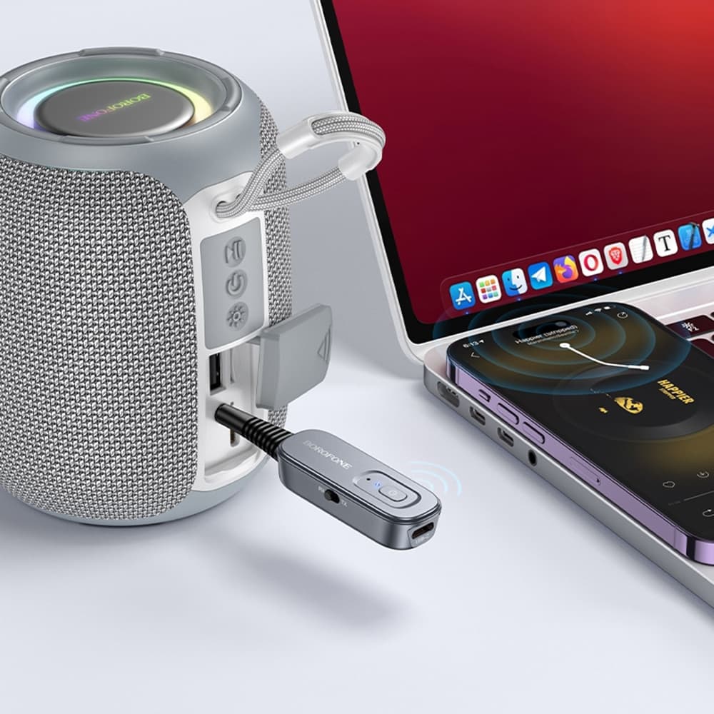 Borofone BC51 Δέκτης και Πομπός Ήχου Bluetooth AUX, Μεταλλικό Γκρι 6