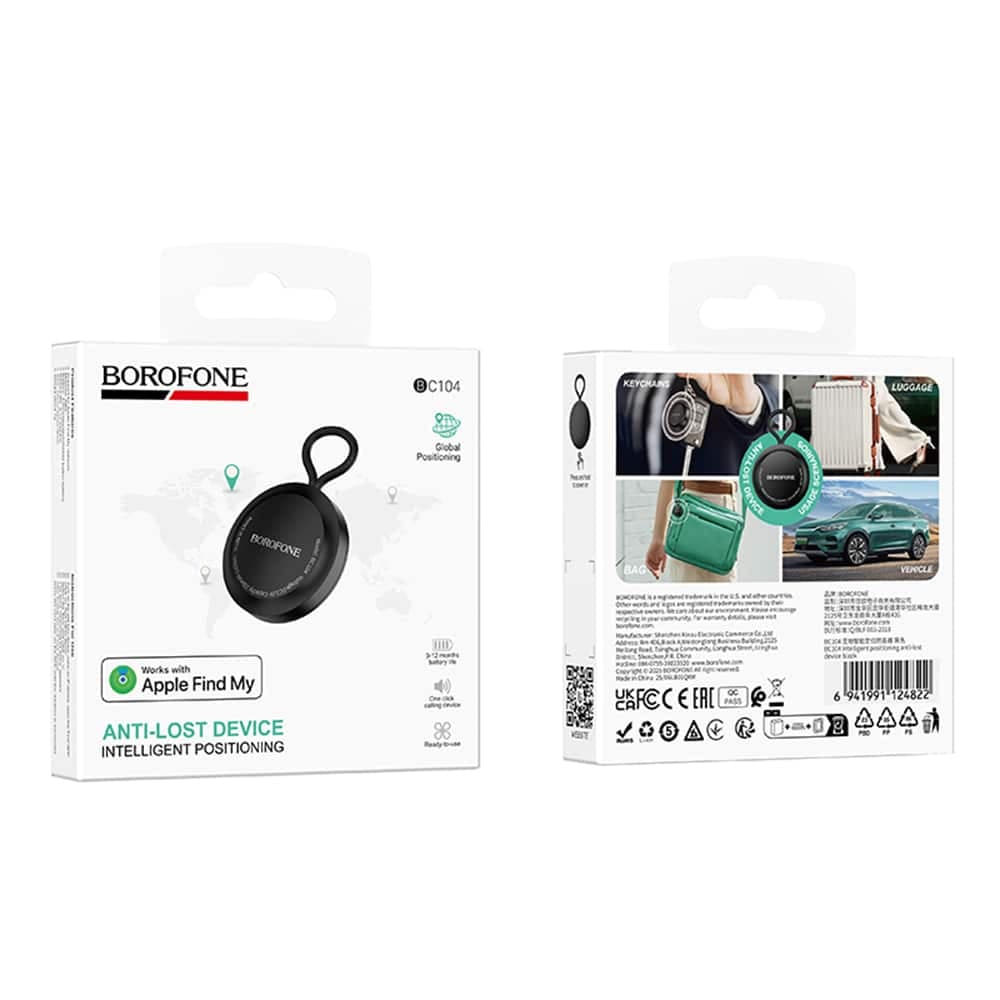 Borofone BC104 Έξυπνος Ιχνηλάτης, Συμβατός με Apple Find My, Anti-Lost, Διάρκεια Ζωής Μπαταρίας έως 12 Μήνες, Μαύρος 7