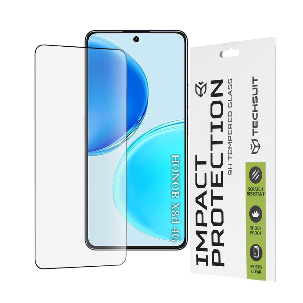 Techsuit 111D Πλήρης Κάλυψη Γυαλί με Κόλλα, Honor X8d, Μαύρο