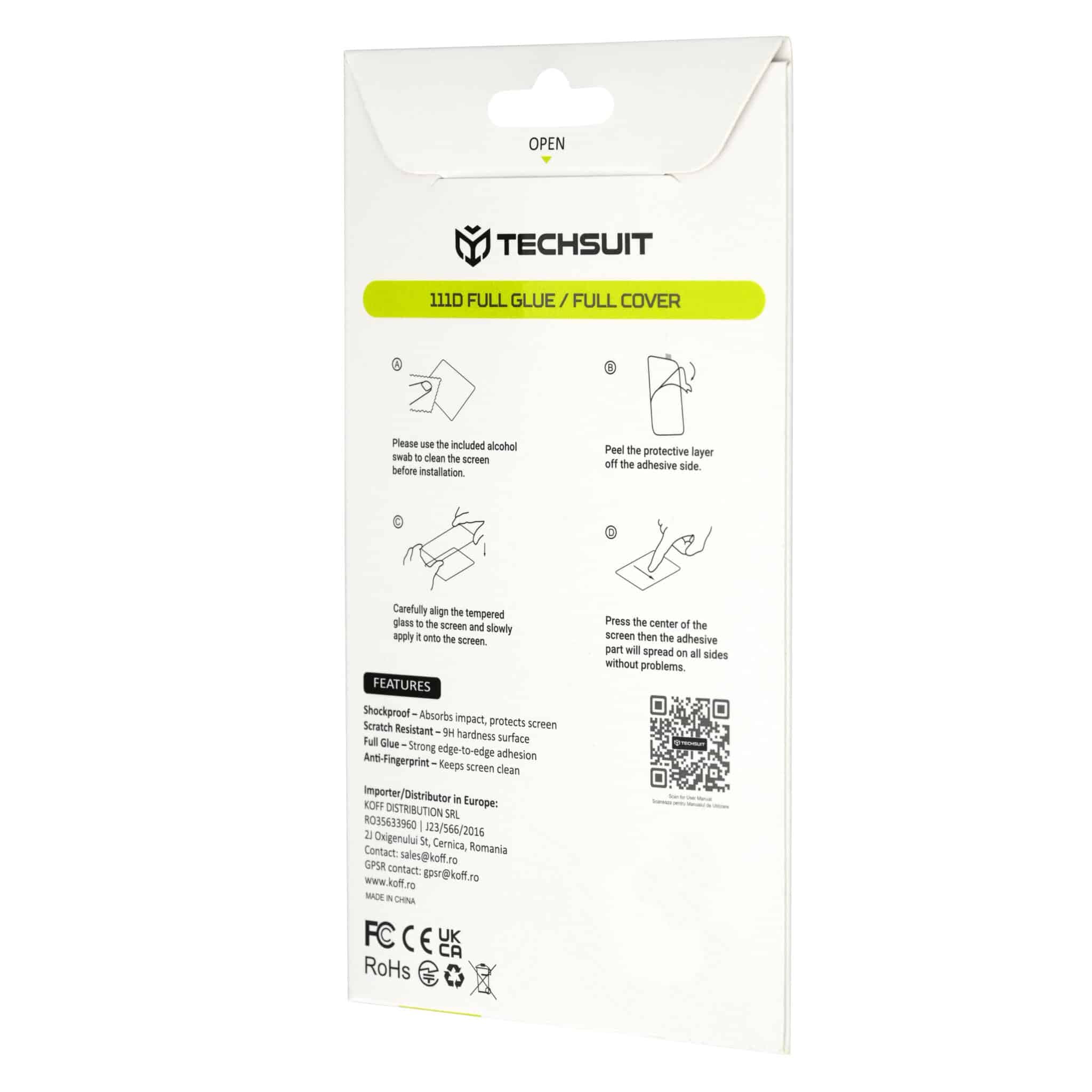 Techsuit 111D Πλήρης Κάλυψη Γυαλί με Κόλλα, Honor X8d, Μαύρο 4