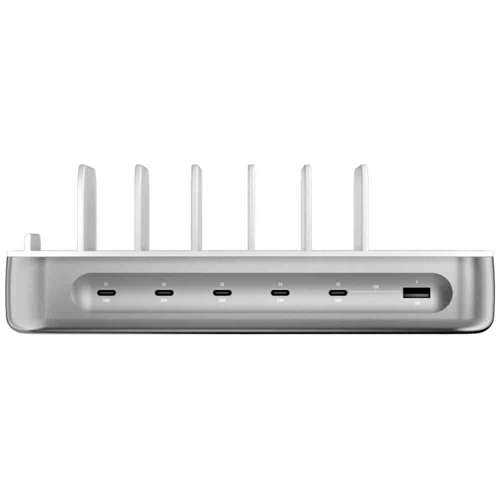 Σταθμός φόρτισης 4smarts Team 100W 5xUSB-C με σετ 6 καλωδίων ασημί 3