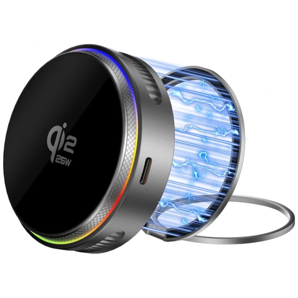 Ασύρματος φορτιστής 4smarts 25W Qi2 25 MagSafe RGB 360° γκρι 2