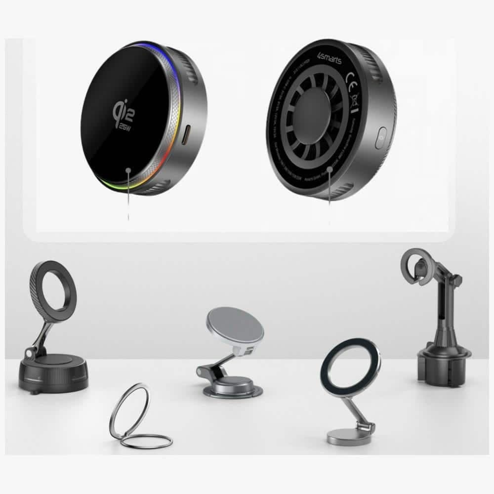Ασύρματος φορτιστής 4smarts 25W Qi2 25 MagSafe RGB 360° γκρι 6