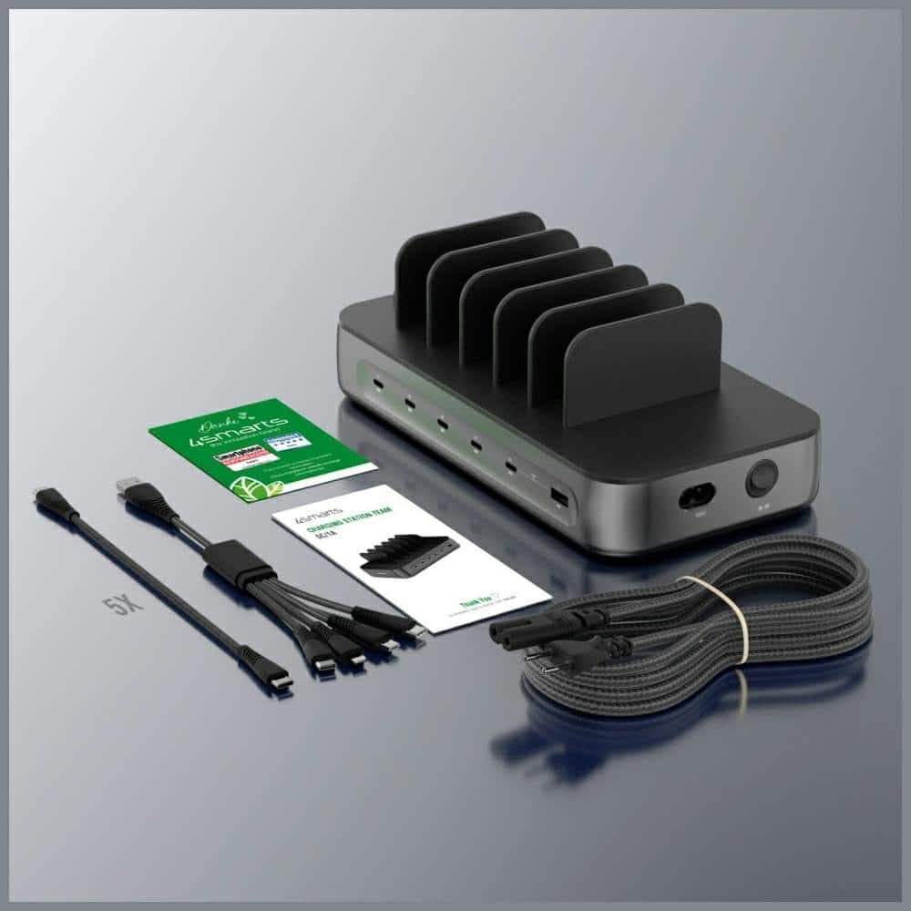 4smarts Team Σταθμός Φόρτισης 100W με Σετ Καλωδίων, Μαύρος 11