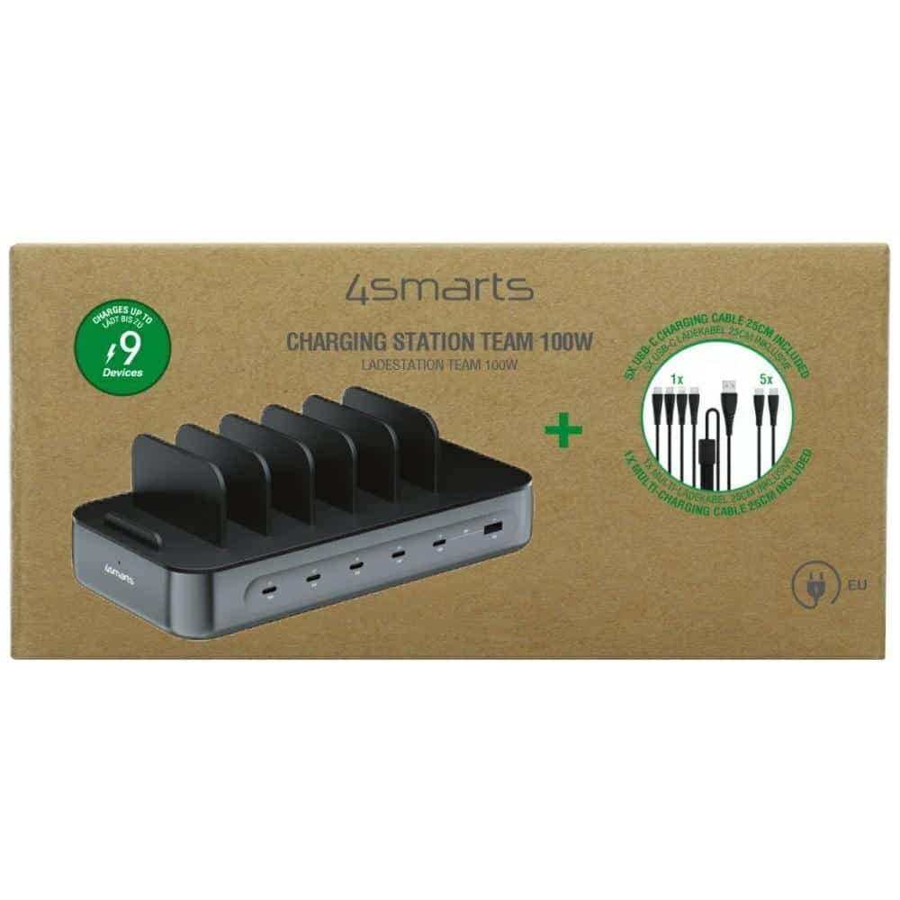 4smarts Team Σταθμός Φόρτισης 100W με Σετ Καλωδίων, Μαύρος 12
