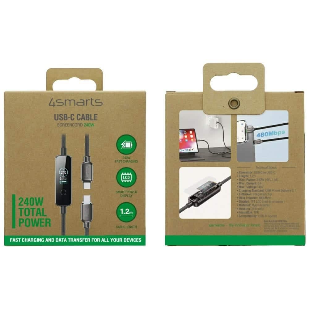 Καλώδιο 4smarts ScreenCord USB-C 240W 1,2 m, μαύρο 8