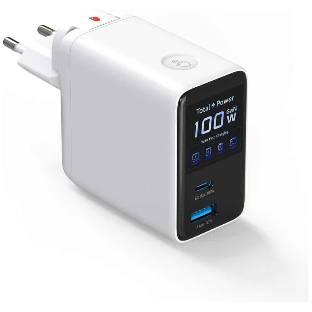 Φορτιστής τοίχου 4smarts GaN Flex Screen AI 100W 2xUSB-C + USB-A, λευκό 3