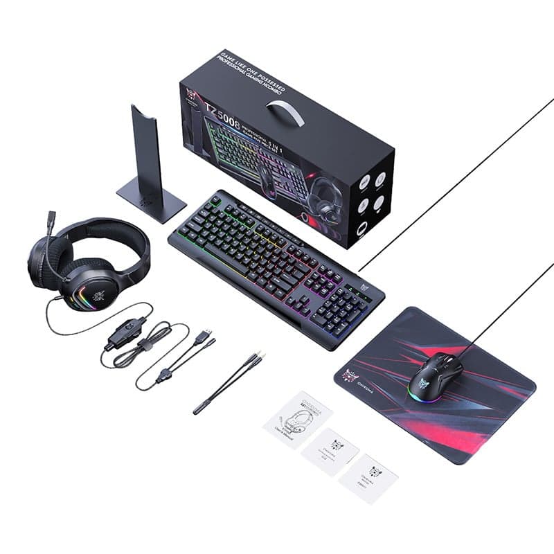 ONIKUMA TZ5008 Σετ Gaming 5 σε 1: Πληκτρολόγιο, Ποντίκι, Ακουστικά, Τάπητας Ποντικιού, Βάση