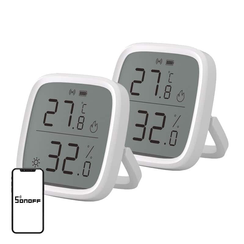 SONOFF ZigBee SNZB-02D Αισθητήρας Θερμοκρασίας και Υγρασίας, Σετ 2 Τεμαχίων