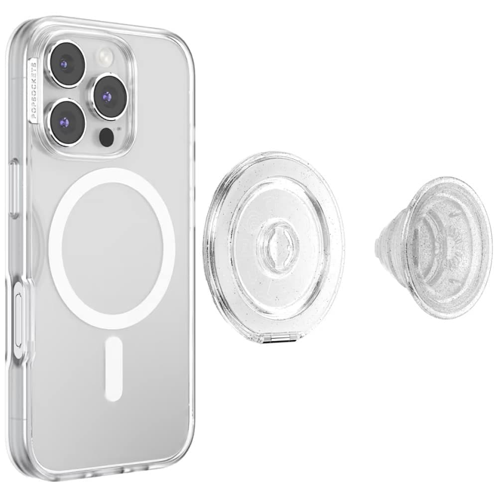 PopSockets Kick-Out Grip Glitter MagSafe, Διαφανής Λαβή και Βάση Τηλεφώνου 7