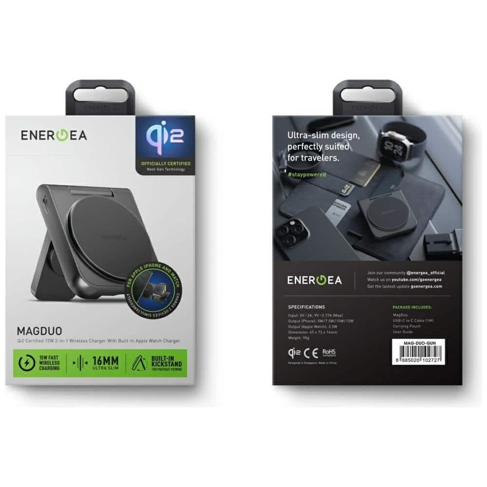 Ασύρματος φορτιστής Energea Magduo 2in1 Qi2 πτυσσόμενος γκρι 9