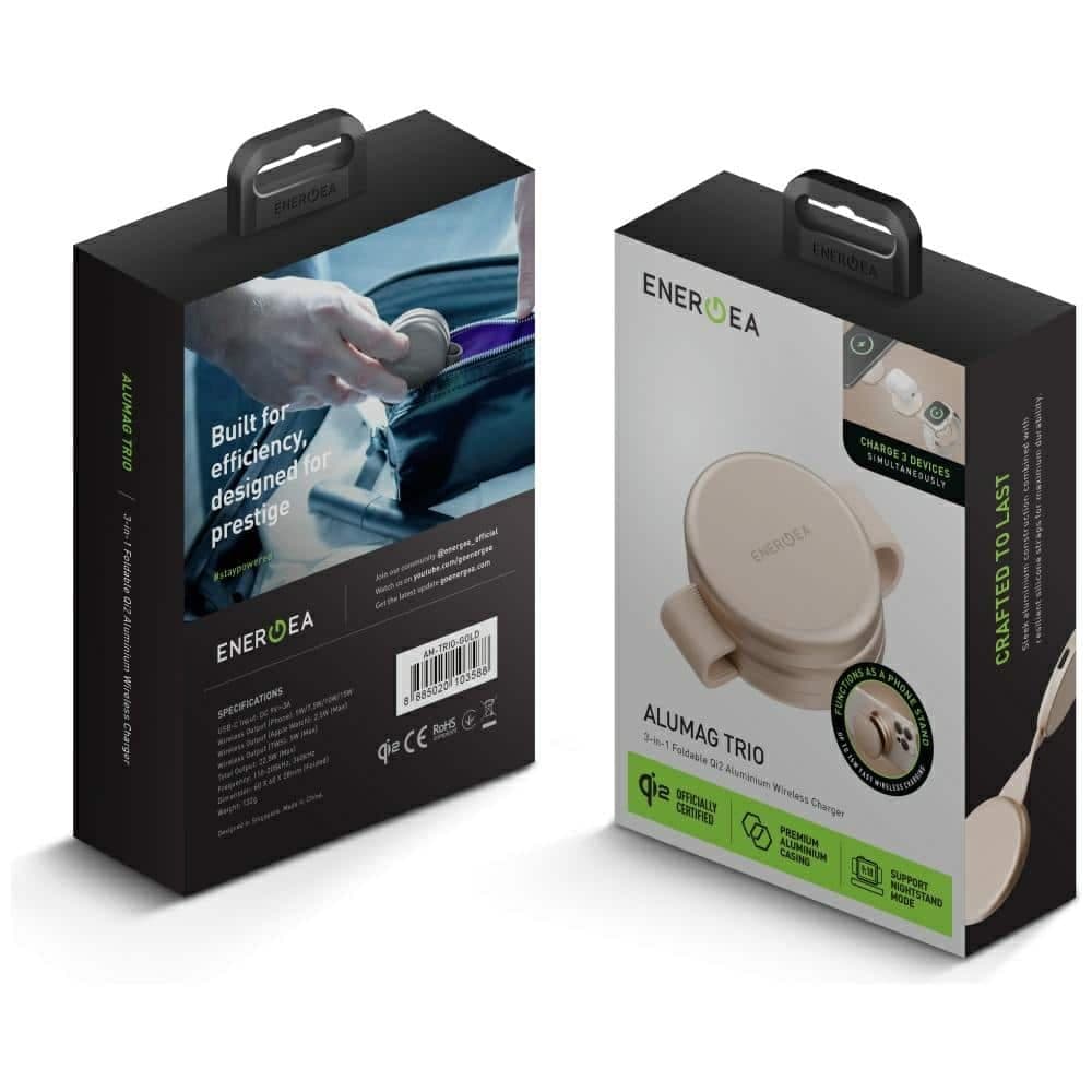 Ασύρματος φορτιστής Energea Alumag Trio 3in1 Qi2 15W χρυσός 6