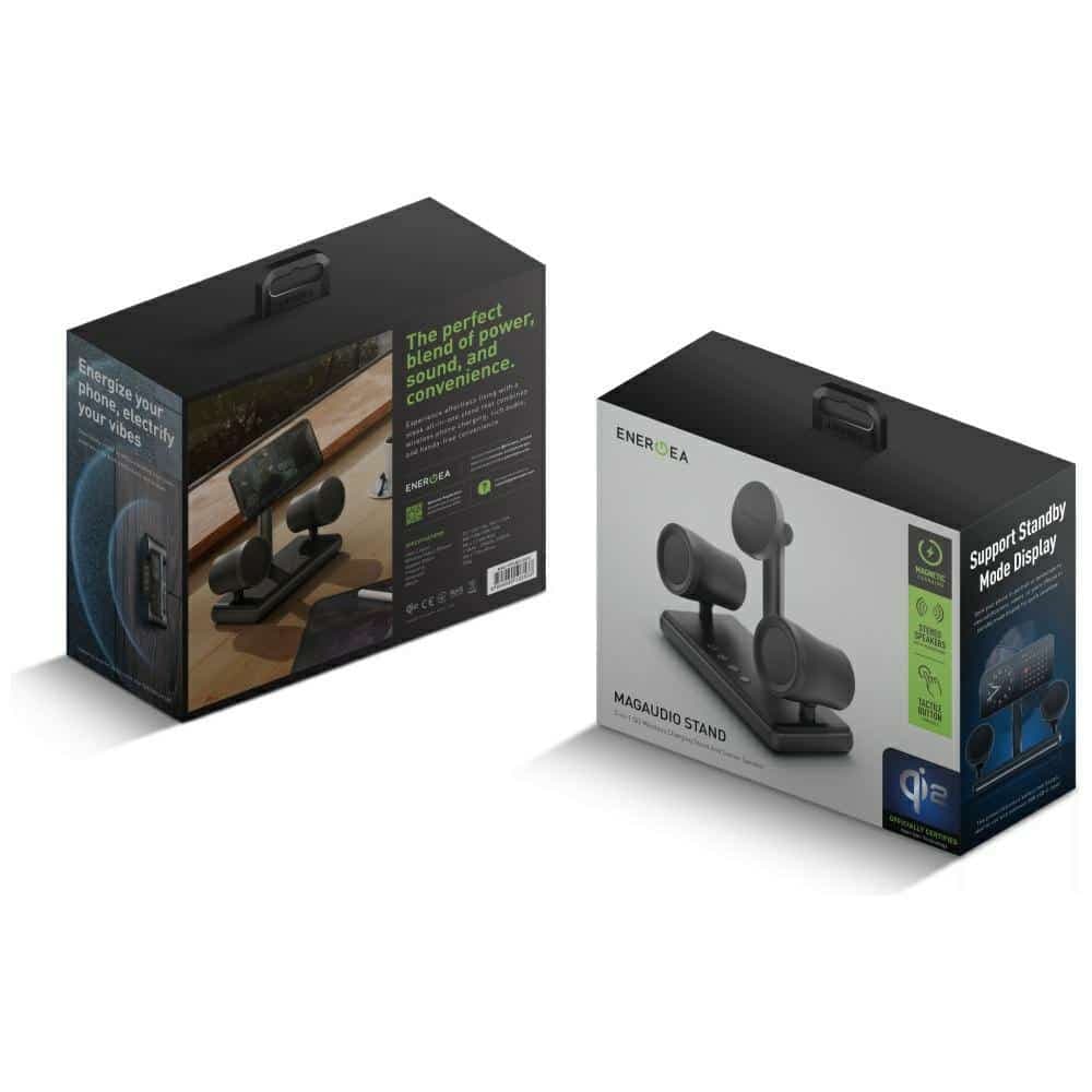 Ασύρματος φορτιστής Energea Magaudio Stand 2in1 Qi2 με στερεοφωνικό ηχείο γραφίτη 6