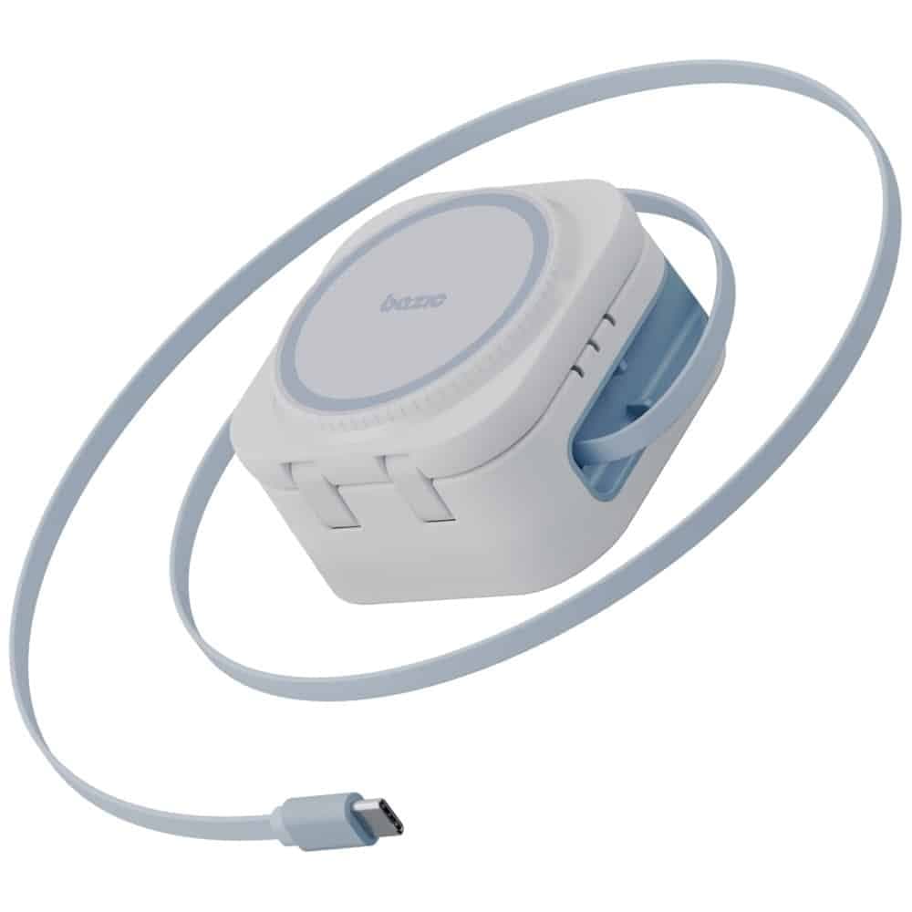 Ασύρματος φορτιστής Bazic GoMag Station Mini 3-σε-1 MagSafe Πτυσσόμενος με ενσωματωμένο καλώδιο USB-C Λευκό 3