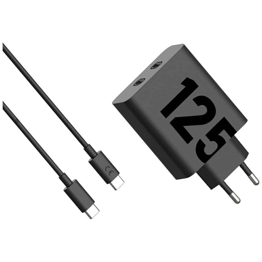 Φορτιστής τοίχου Motorola TurboPower 125W Dual 2x USB-C με καλώδιο USB-C 1m μαύρο