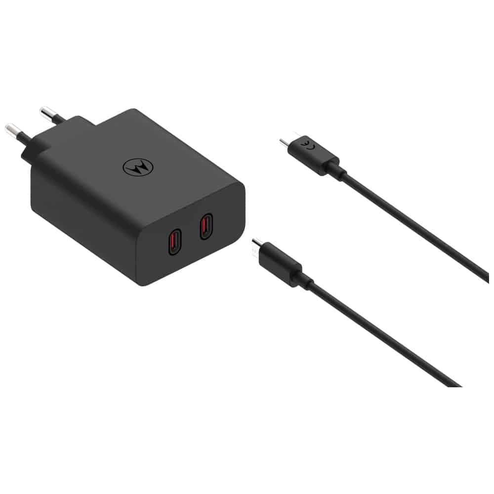 Φορτιστής τοίχου Motorola TurboPower 125W Dual 2x USB-C με καλώδιο USB-C 1m μαύρο 3