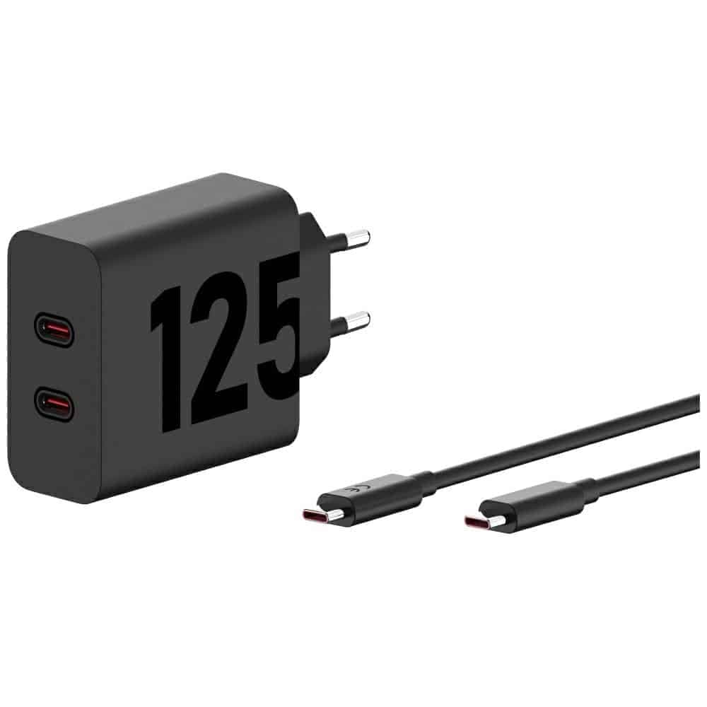 Φορτιστής τοίχου Motorola TurboPower 125W Dual 2x USB-C με καλώδιο USB-C 1m μαύρο 5