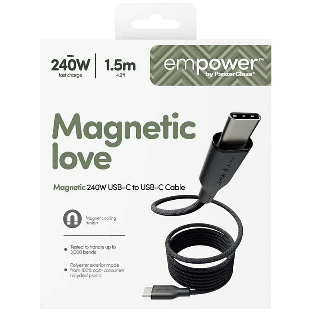 Καλώδιο ενδυνάμωσης από PanzerGlass Magnetic 240W USB-C σε USB-C 1,5m μαύρο 6
