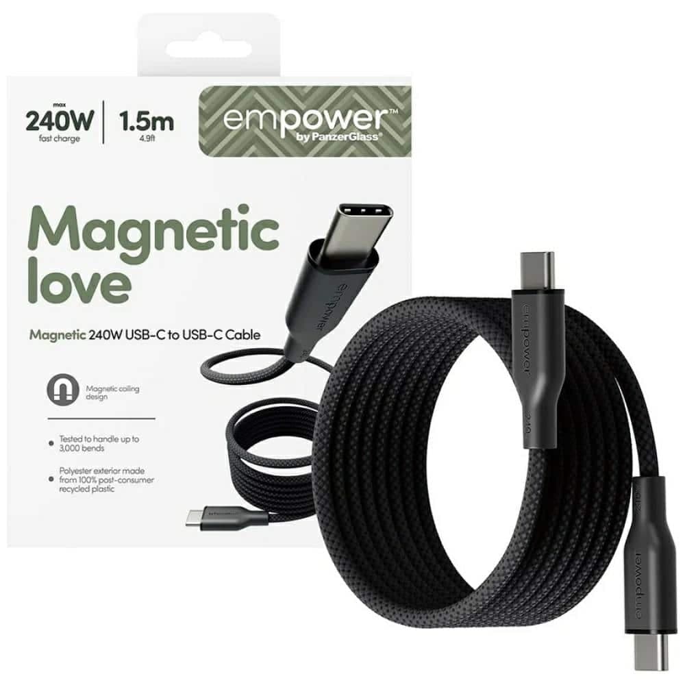 Καλώδιο ενδυνάμωσης από PanzerGlass Magnetic 240W USB-C σε USB-C 1,5m μαύρο 5