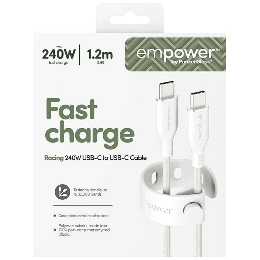 Καλώδιο ενδυνάμωσης από την PanzerGlass Racing 240W USB-C σε USB-C 1,2m ασημί-μαύρο 6