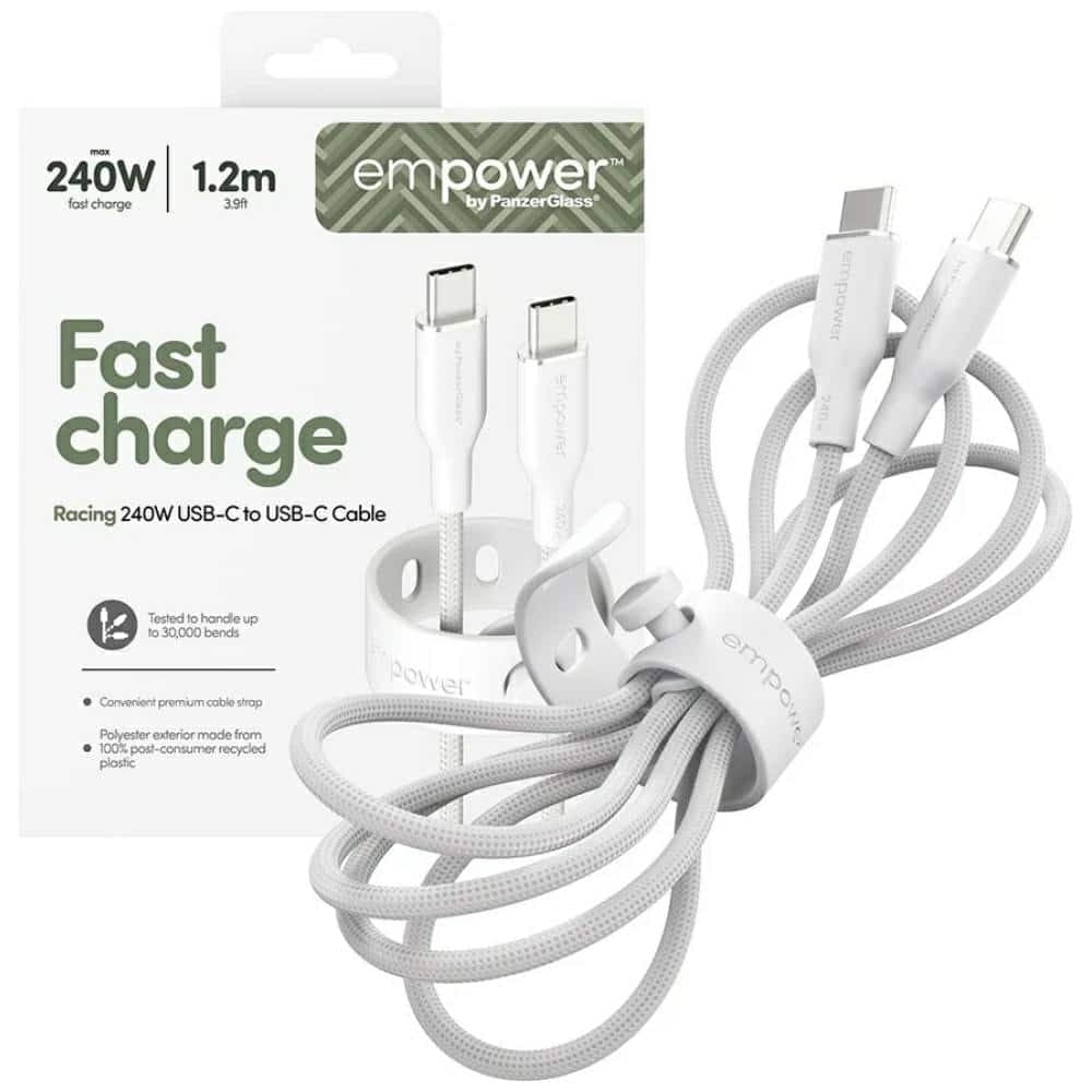 Καλώδιο ενδυνάμωσης από την PanzerGlass Racing 240W USB-C σε USB-C 1,2m ασημί-μαύρο 5