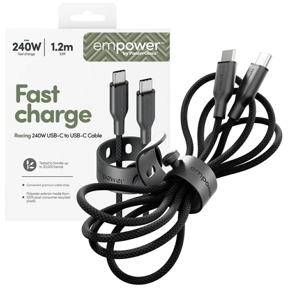 Καλώδιο ενδυνάμωσης από την PanzerGlass Racing 240W USB-C σε USB-C 1,2m μαύρο 5