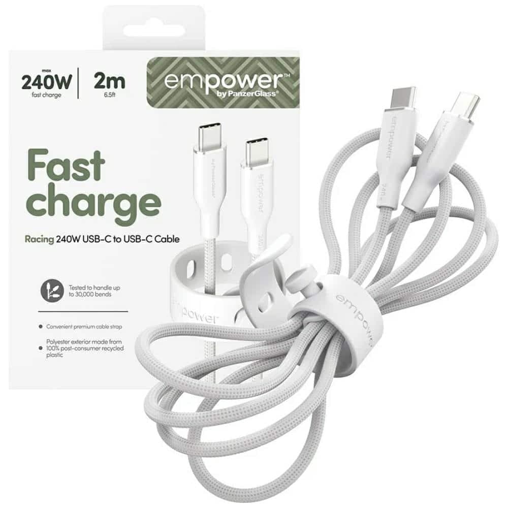 Καλώδιο ενδυνάμωσης από την PanzerGlass Racing 240W USB-C σε USB-C 2m ασημί-λευκό 5