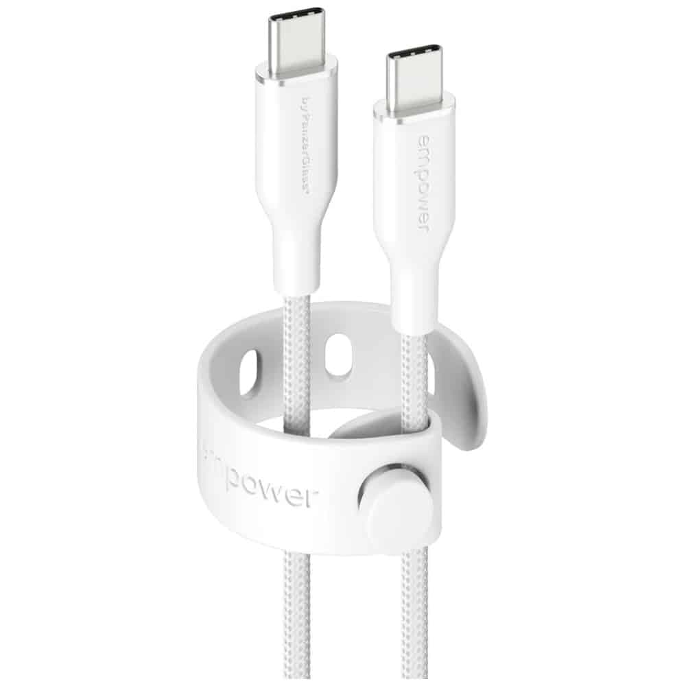 Καλώδιο ενδυνάμωσης από την PanzerGlass Racing 60W USB-C σε USB-C 1,2m ασημί-λευκό 2