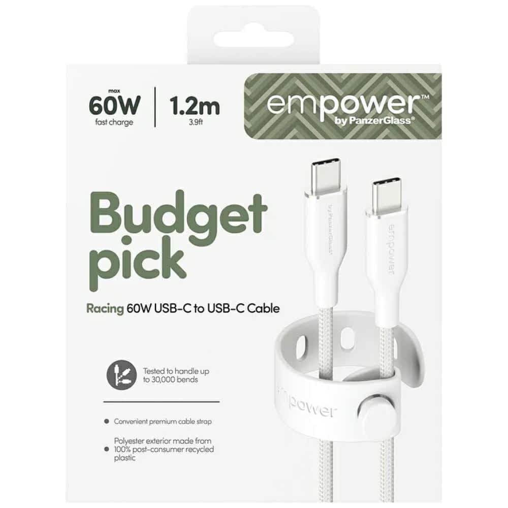 Καλώδιο ενδυνάμωσης από την PanzerGlass Racing 60W USB-C σε USB-C 1,2m ασημί-λευκό 6